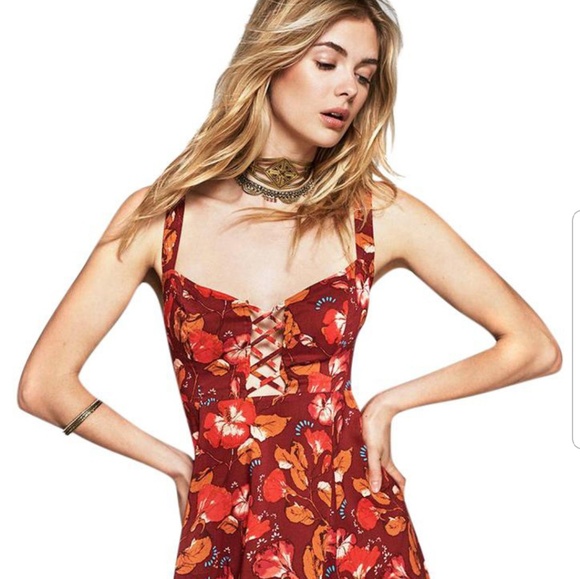 free people Dresses & Skirts - NWOT Free People Lattice Cutout Floral Mini Dress